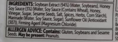 Lista de ingredientes del producto firm & sweet honey soy tofu macro Wholefoods market 200g