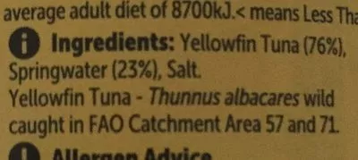 Lista de ingredientes del producto YellowFin Tuna Woolworths 