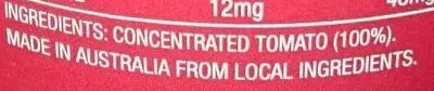 Lista de ingredientes del producto Tomato paste no added salt Leggo's 500 g