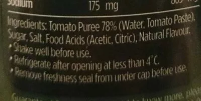 Lista de ingredientes del producto Tomato sauce Fountain 500ml