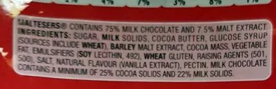 Lista de ingredientes del producto Maltesers Mars, Maltesers 144 g