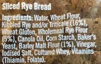 Lista de ingredientes del producto Rye Bread Bürgen 700g