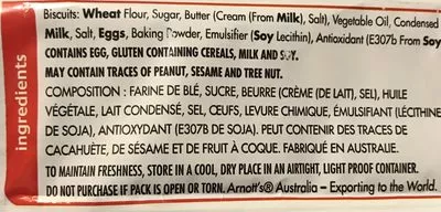 Lista de ingredientes del producto Biscuits Scotch Finger Arnotts 