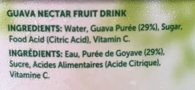 Lista de ingredientes del producto 1L GC Guava Nectar  