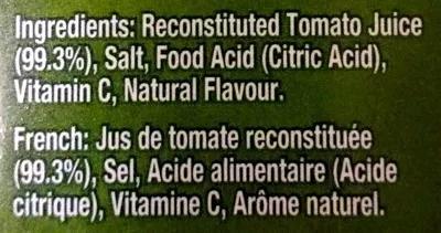 Lista de ingredientes del producto Tomato juive Golden Circle, Heinz 1L