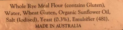 Lista de ingredientes del producto Rye Bread King Henry’s Bakehouse 900g