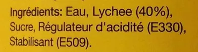 Lista de ingredientes del producto Lychees en sirop Double phoenix 227 g égoutté pour 567 g total