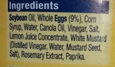 Lista de ingredientes del producto S &W Real Whole Egg Mayonnaise S&W 