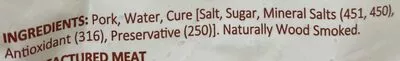 Lista de ingredientes del producto Economy Bacon Dandy's 1 kg