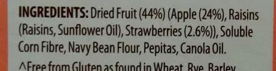 Lista de ingredientes del producto Strawberry & Apple Snack Bars Freedom Foods, Messy Monkeys 160 g