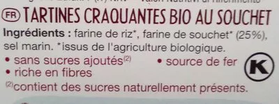 Lista de ingredientes del producto Tartines bio craquantes souchet  