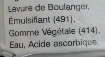 Lista de ingredientes del producto Levure de boulanger  500 g