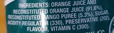 Lista de ingredientes del producto Nippy's Orange & Mango Juice Nippy's 500 ml