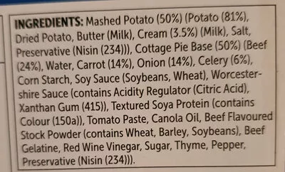 Lista de ingredientes del producto Cottage Pie woolworths 1.1KG