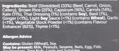 Lista de ingredientes del producto Thai Beef Power Bowl My Muscle Chef 