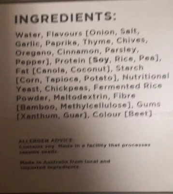 Lista de ingredientes del producto Italian Burgers Unreal 452 g