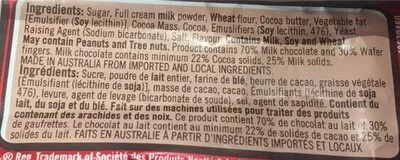 Lista de ingredientes del producto Kit Kat Nestlé 45 g