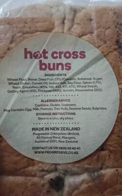 Lista de ingredientes del producto Woolworth hot cross buns  