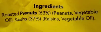 Lista de ingredientes del producto Nuts & Raisins VP 400g