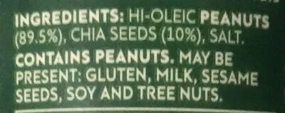 Lista de ingredientes del producto Mother Earth Chia Seed Natural Peanut Butter Prolife Foods 380g