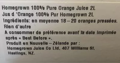 Lista de ingredientes del producto Jus d'orange  