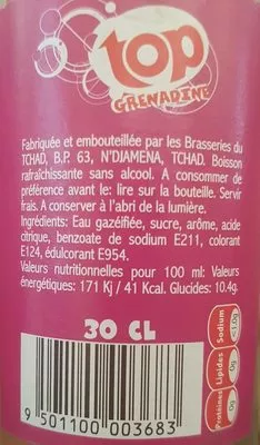 Lista de ingredientes del producto grenadine  