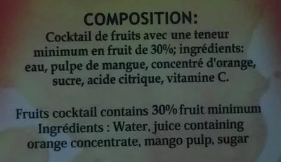 Lista de ingredientes del producto Dafani Cocktail Mangue Orange DAFANI 1 L