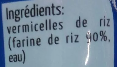 Lista de ingredientes del producto Vermicelles de riz thaï Ayam 200 g