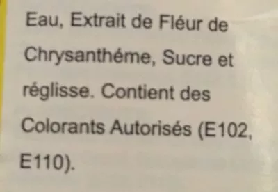 Lista de ingredientes del producto Thé Au Chrysanthèmes Marigold 250 ml 