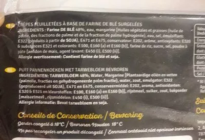 Lista de ingredientes del producto Meloui crèpe feuilletée Bladi 400 g e