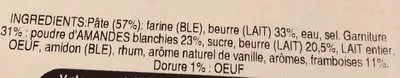 Lista de ingredientes del producto Galette framboise frangipane  