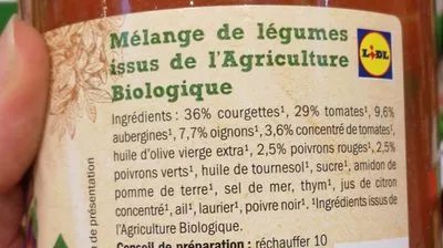 Lista de ingredientes del producto Ratatouille bio  