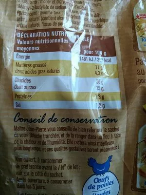 Lista de ingredientes del producto Brioche Maître Jean Pierre 