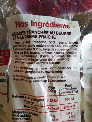 Lista de ingredientes del producto gâche la fournée dorée 1