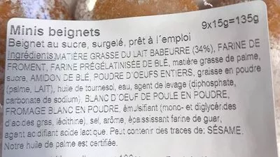 Lista de ingredientes del producto Minis beignets  