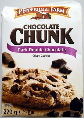 Chocolate Chunk Dark Double Chocolate Crispy Cookies Chocolate Chunk, Pepperidge Farm 220 g, code 0014100096986