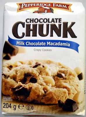 Chocolate Chunk Milk Chocolate Macadamia Crispy Cookies Chocolate Chunk, Pepperidge Farm 204 g, code 0014100097006