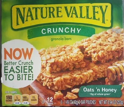 Crunchy Granola Bars Oats 'n Honey Nature Valley, General mills 253 g (6 * 42 g), code 0016000264601