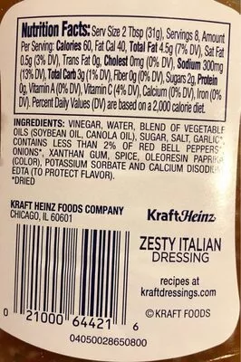 Zesty italian dressing Heinz , code 0021000644216