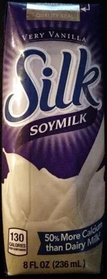 Very vanilla Soymilk Silk 8 fl. oz (236 mL), code 0025293001398