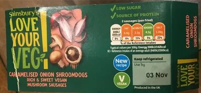 Caramelised Onion Shroomdogs Sainsbury's Love Your Veg 350 g, code 00330848