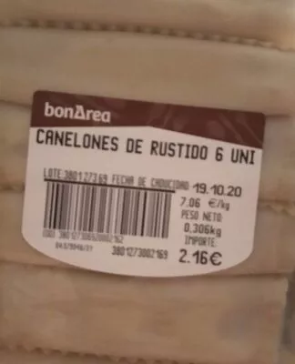 Canelones rustido bonarea , code 00380127306920002162