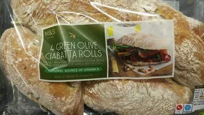 4 green olive ciabatta rolls marks and Spencer , code 00392990