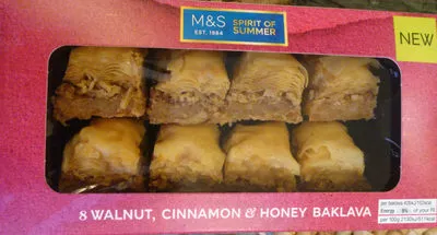 8 Walnut, Cinnamon & Honey Baklava Marks & Spencer, M&S 160 g e, code 00400985