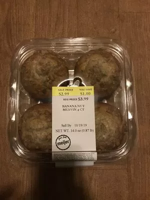 Banana Nut Muffins Meijer NET WT. 14.0 oz (0.87 lb), code 0041250418344