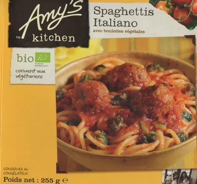 Spaghettis Italiano avec boulettes végétales  Amy's Kitchen 255 g, code 0042272008667