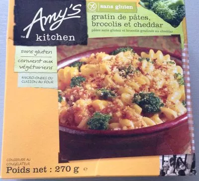 Gratin de Pâtes, Brocolis et Cheddar Amy's Kitchen 270 g e, code 0042272009053