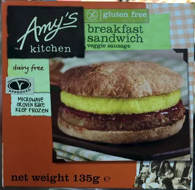 Breakfast sandwich veggie sausage Amy's Kitchen 135 g, code 0042272010233