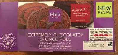 Extremely Chocolatey Sponge Roll Marks & Spencer 240 g e, code 00461689