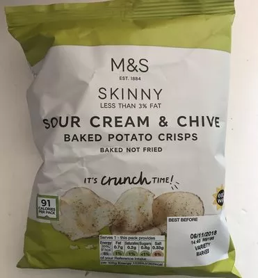 Sour Cream & Chive Baked Potato Crisp Marks & Spencer 25 g e, code 00545167